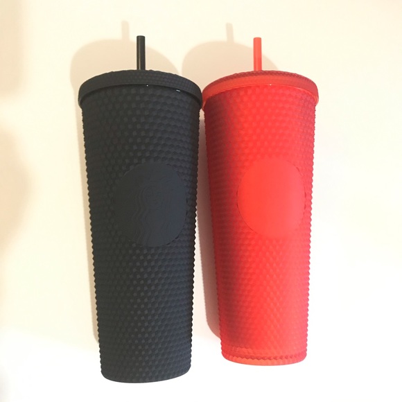 Starbucks Matte Black and Soft Touch Red Tumblers